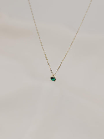 Χρυσό κολιέ Κ14 με Πράσινο Ζιργκόν